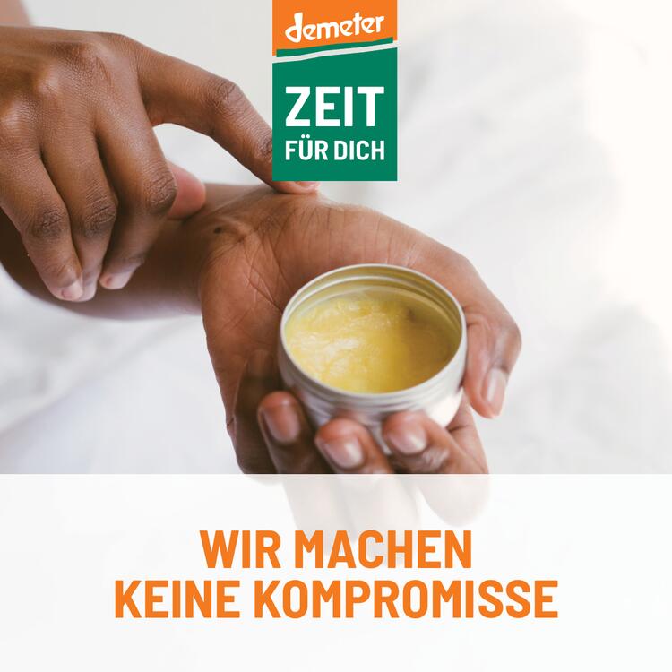 Bild mit Cremedose und Text "Wir machen keine Kompromisse"